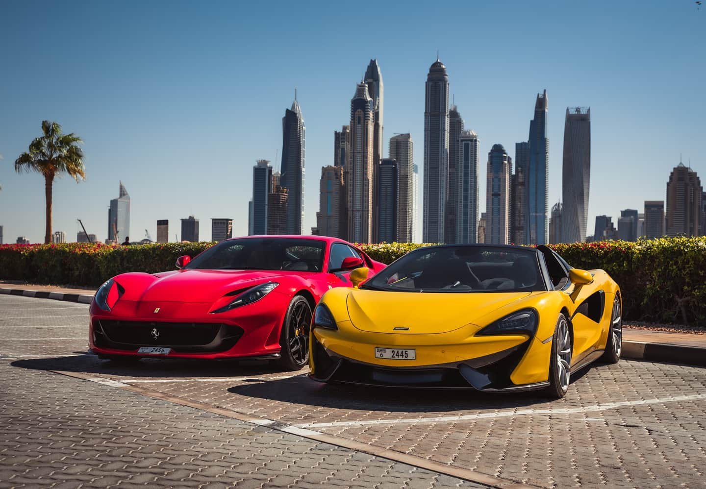 2 Avvenice Superior Car Rental Dubai Luxury Lifestyle Desert Blue Lamborghini Huracan EVO RWD Spyder Ferrari Porsche McLaren