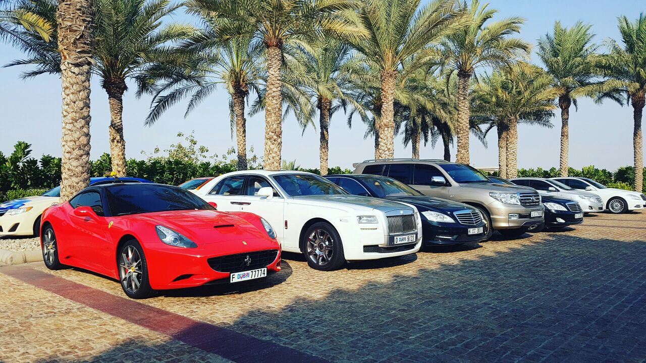 A line of cars in dubai