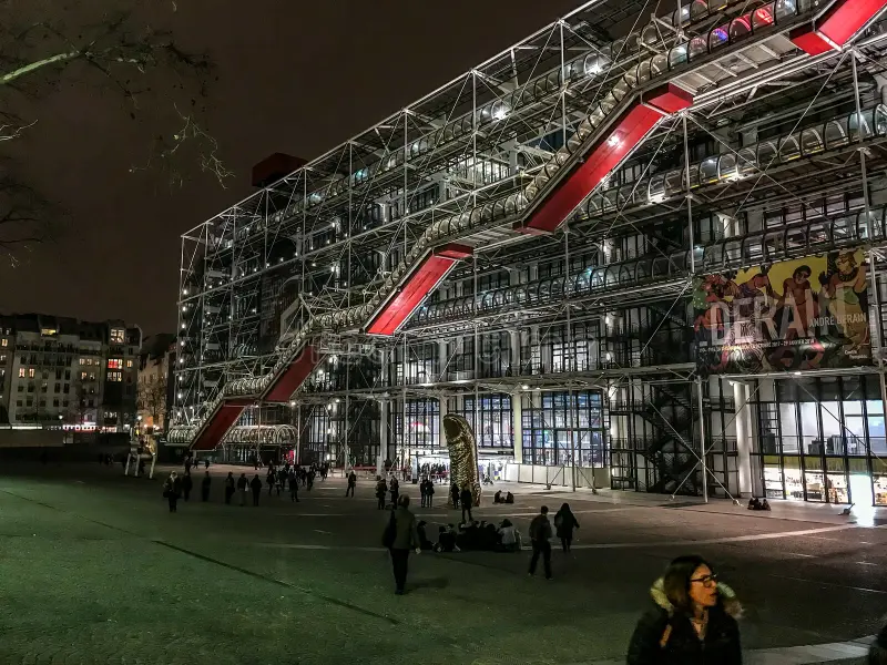 centre pompidou lit up winter night paris france lighted face 135436997